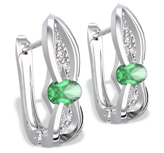 Kolczyki z białego złota ze szmaragdami diamentami LPK-39B