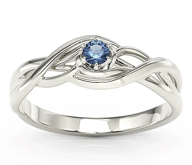 Pierścionek z białego złota z szafirem BP-72B-SZA