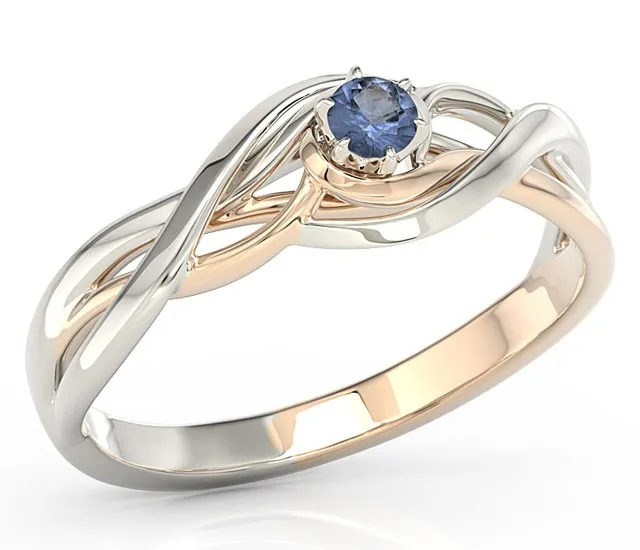 Pierścionek z białego i różowego złota z szafirem BP-72BP-SZA