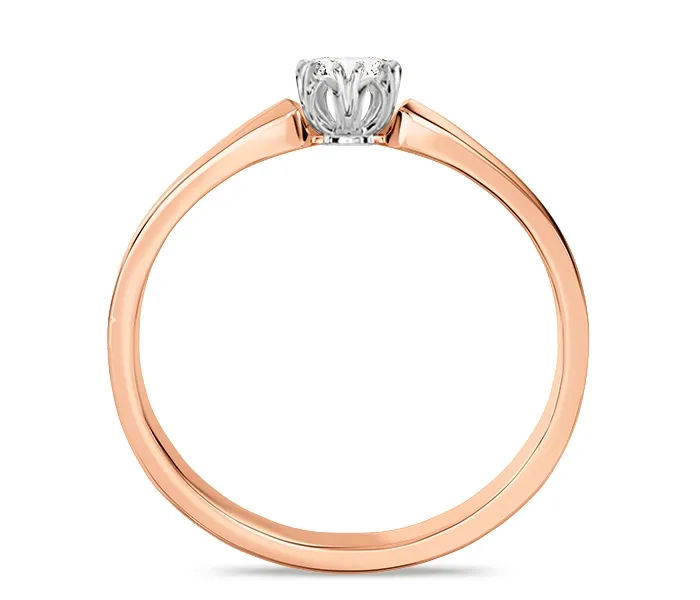 Pierścionek zaręczynowy z różowego i białego złota z brylantem 0,16 ct wzór BP-2116PB