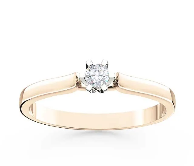 Pierścionek zaręczynowy z różowego i białego złota z brylantem LP-8010ZB