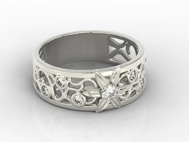 Pierścionek z białego złota z diamentami LP-43B