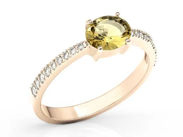 Pierścionek z różowego złota z cytrynem i cyrkoniami BP-58P-C