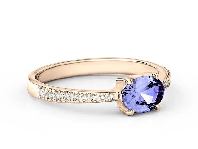 Pierścionek z różowego złota z tanzanitem i cyrkoniami BP-58P-C