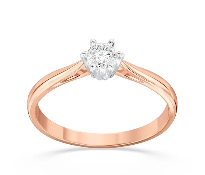 Pierścionek zaręczynowy z różowego i białego złota z brylantem AP-6618PB, F/VS