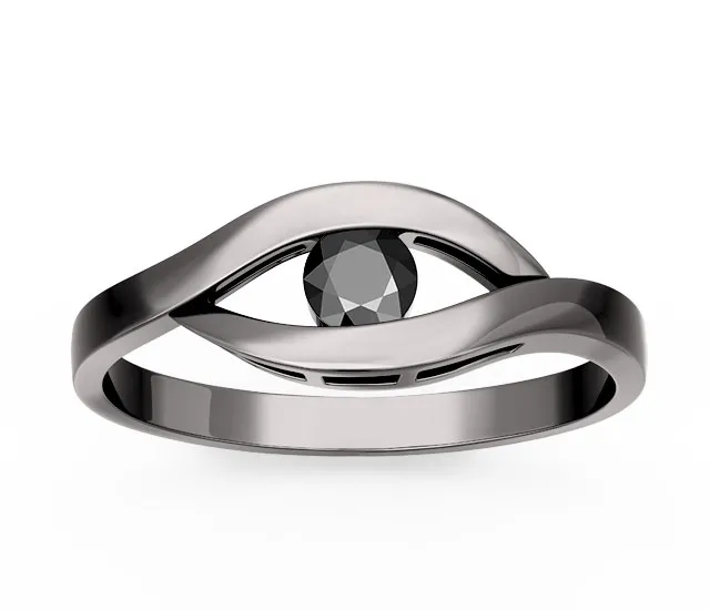 Pierścionek zaręczynowy ze złota rodowanego na czarno z czarnym brylantem LP-9920ZB-R-CZ