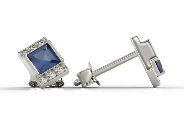 Kolczyki z białego złota z szafirami i diamentami LP-46B