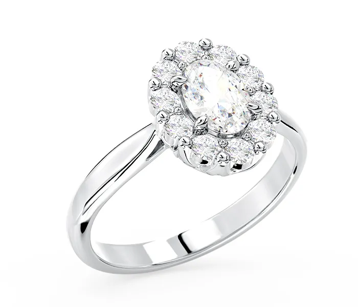 Pierścionek zaręczynowy z białym topazem Swarovski i diamentami BP-57B