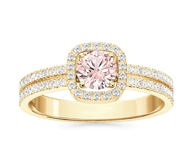 Pierścionek z żółtego złota ze morganitem i cyrkoniami BP-52Z-C