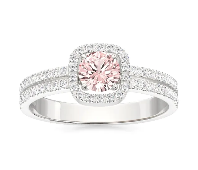 Pierścionek z białego złota z morganitem i diamentami BP-52B