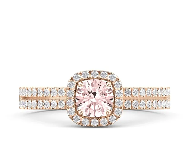 Pierścionek z różowego złota z morganitem i diamentami BP-52P