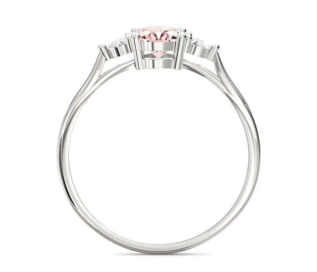 Pierścionek z białego złota z morganitem i brylantami AP-31B