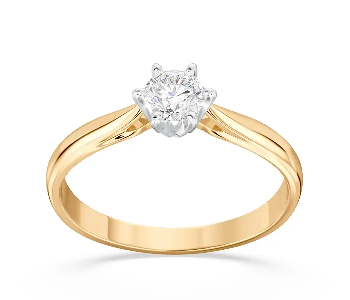 Pierścionek z brylantem certyfikowanym 0,30ct G/Si1 żółte i złoto AP-6630ZB