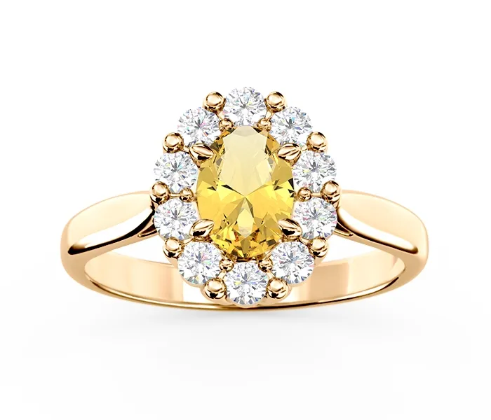 Pierścionek zaręczynowy z cytrynem i diamentami BP-57Z