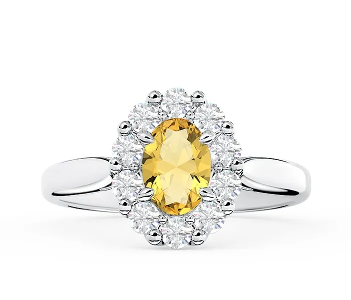 Pierścionek zaręczynowy z cytrynem i cyrkoniami BP-57B