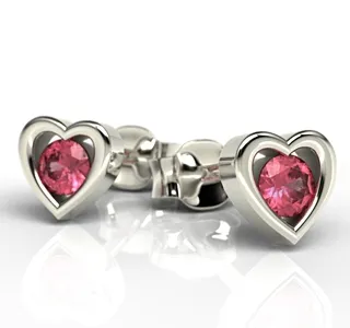Kolczyki z białego złota z rubinami LPK-52B