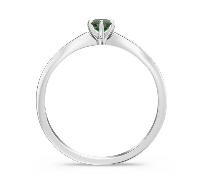 Pierścionek zaręczynowy z białego złota ze szmaragdem CP-2420B
