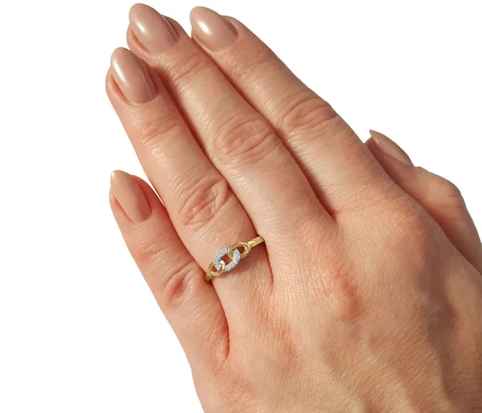 Pierścionek z żółtego złota z cyrkoniami CP-48Z-R-C