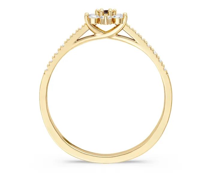 Pierścionek markiza z żółtego złota z z granatem i diamentami CP-64Z-GRA/D