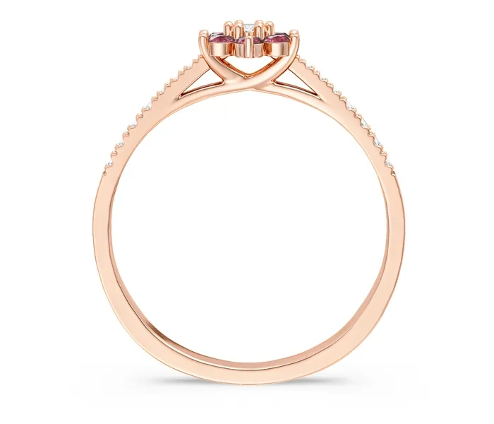 Pierścionek markiza z różowego złota z diamentami i rubinami CP-64P-D/RUB