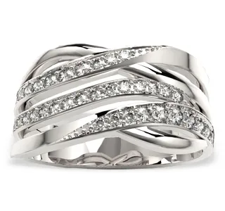 Pierścionek z białego złota z diamentami LP-53B