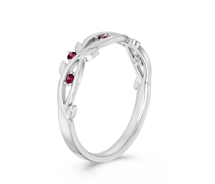 Pierścionek z białego złota z rubinami CP-61B