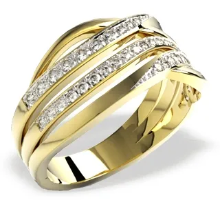 Pierścionek z żółtego złota z diamentami LP-53Z-R