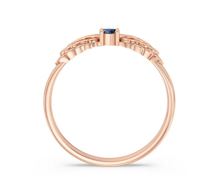 Pierścionek z różowego złota z szafirem i brylantami CP-62P
