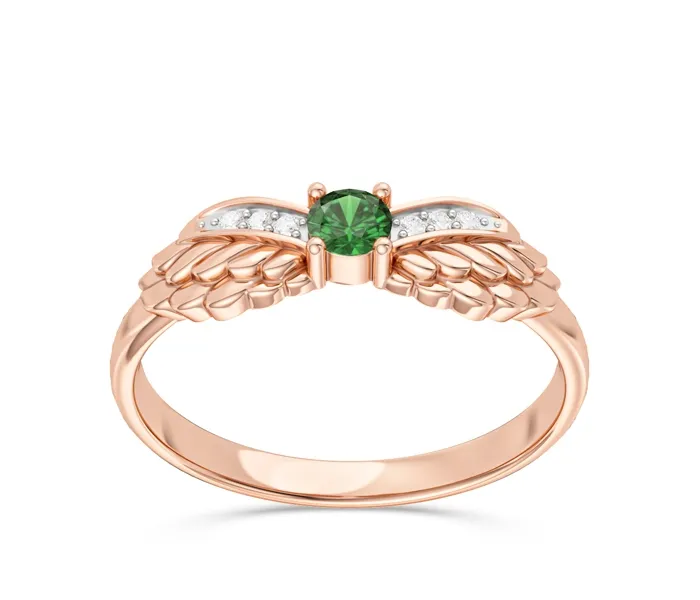 Pierścionek z różowego złota ze szmaragdem i brylantami CP-62P