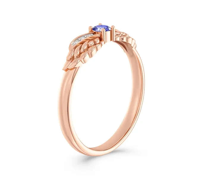 Pierścionek z różowego złota z tanzanitem i brylantami CP-62P