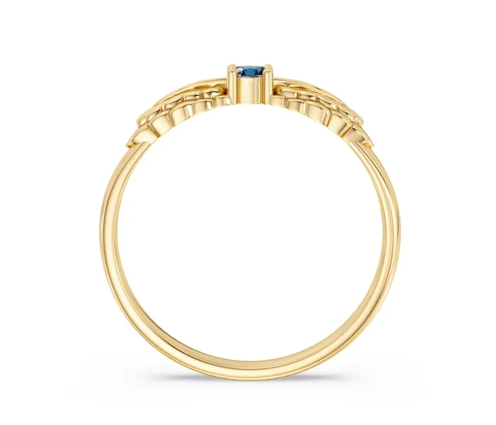Pierścionek z żółtego złota z topazem London Blue i brylantami CP-62Z