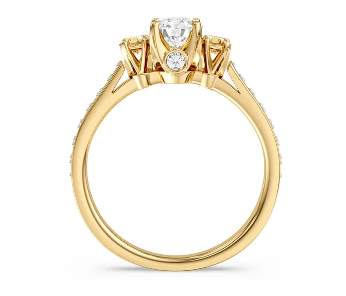 Pierścionek z żółtego złota z cytrynem i brylantami CP-31Z