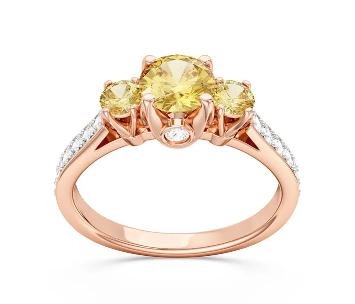 Pierścionek z różowego złota z cytrynami i brylantami CP-31P