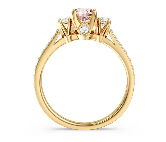 Pierścionek z żółtego złota z morganitem i brylantami CP-31Z