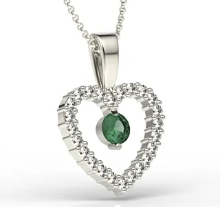 Wisiorek z białego złota ze szmaragdem i diamentami LPW-54B