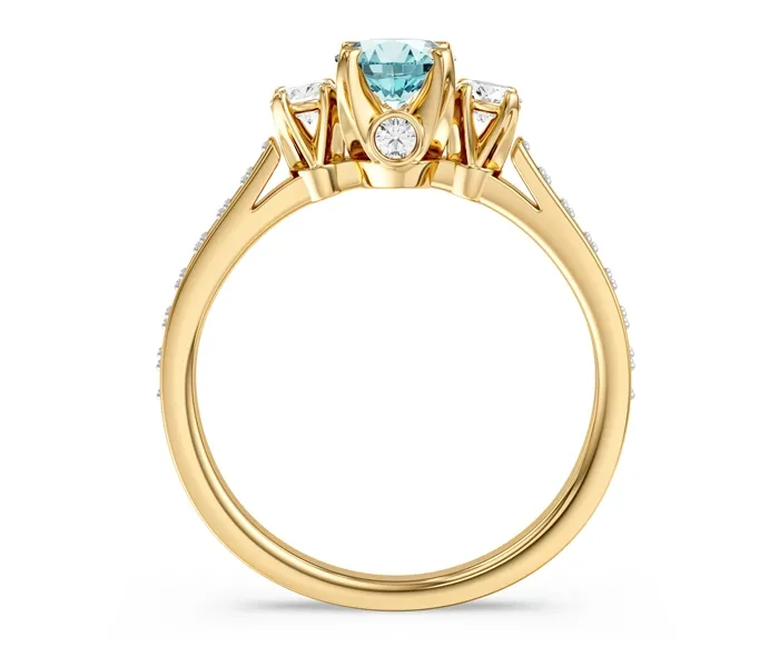 Pierścionek z żółtego złota z topazem i brylantami CP-31Z