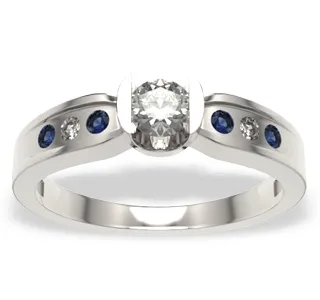 Pierścionek z białego złota z brylantami LP-5624B