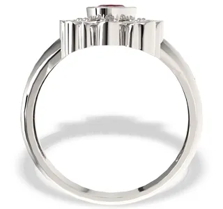 Pierścionek z białego złota z granatem i diamentami LP-57B