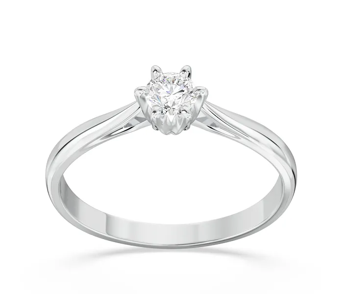 Pierścionek zaręczynowy z białego złota z brylantem AP-6620B F/VS