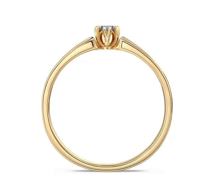 Pierścionek zaręczynowy z żółtego złota z topazem London blue BP-2110Z
