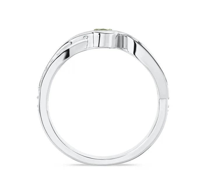 Pierścionek z białego złota z oliwinem i brylantami wzór BP-2839B