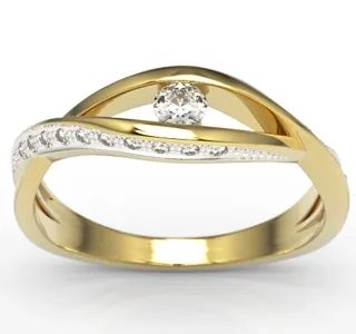 Pierścionek z żółtego złota z brylantami LP-60Z