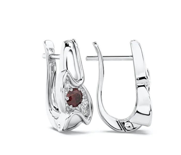 Kolczyki z  granatami i brylantami BPK-11B