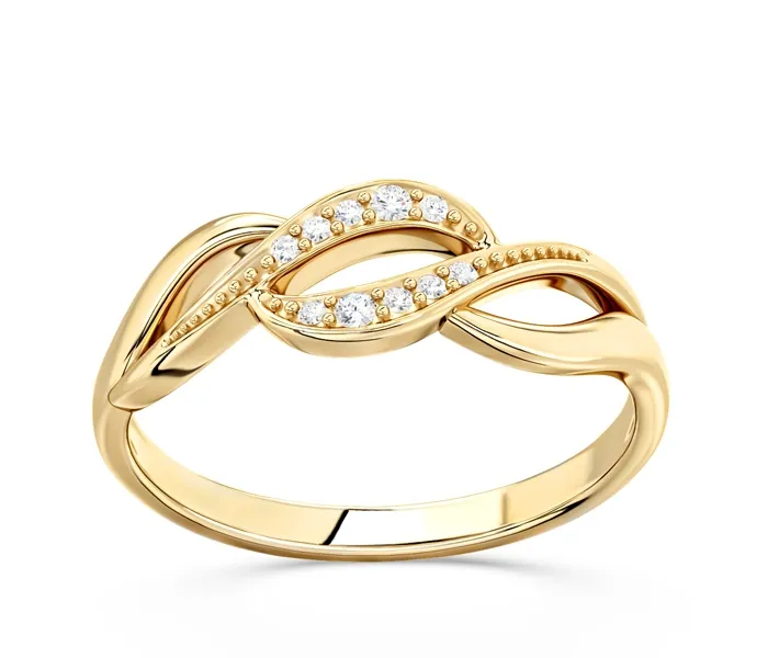 Pierścionek z żółtego złota z diamentami BP-17Z