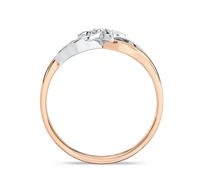 Pierścionek z różowego i białego złota z diamentem BP-14PB