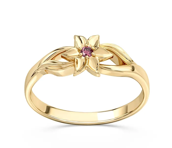 Pierścionek z żółtego złota z rubinem BP-14Z