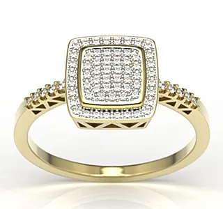 Pierścionek z żółtego złota z cyrkoniami LP-64Z-R-C