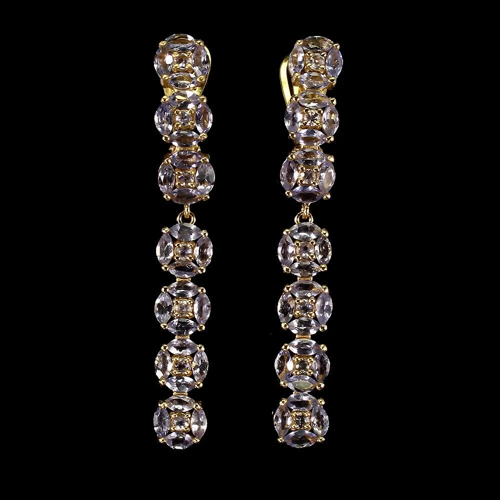 Srebrne 925 kolczyki naturalne tanzanity 2