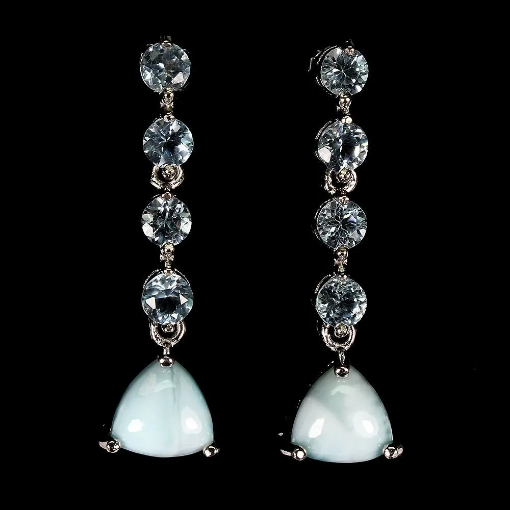 Srebrne kolczyki naturalne larimary topazy 925 2