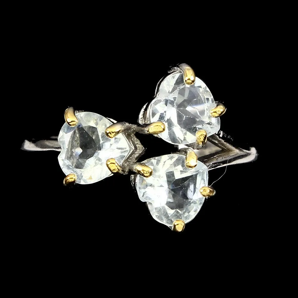 Pierścionek srebrny akwamaryny 925 r17.5 serca